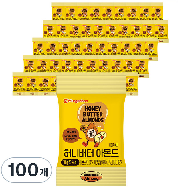 머거본 허니버터 아몬드, 10g, 100개