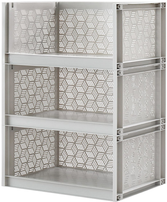 코멧 국내생산 적층형 3단 공간박스, 그레이, 1개