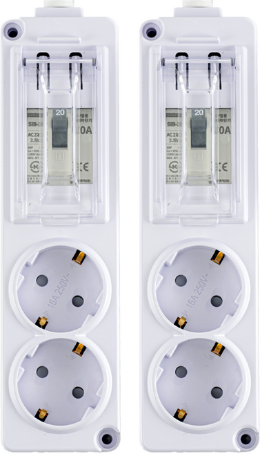 에코파워탭 국내 제조 고용량 누전차단용 멀티탭 2구, 3m, 화이트, 2개