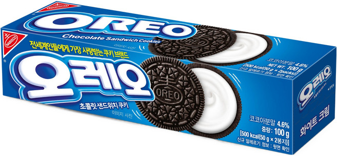오레오 초콜릿 샌드위치 쿠키 화이트 크림, 100g, 24개