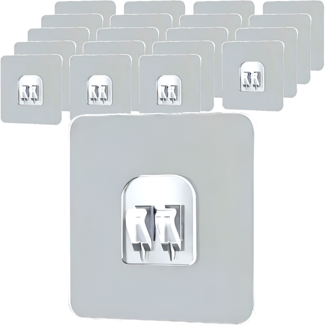 리빙홈디테일 홈 스마트 무타공 접착패드 싱글, 투명, 20개