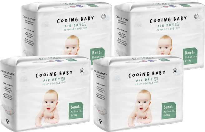 Cooing 에어드라이 풀커버 밴드형 기저귀 유아용, 중형(M), 120매