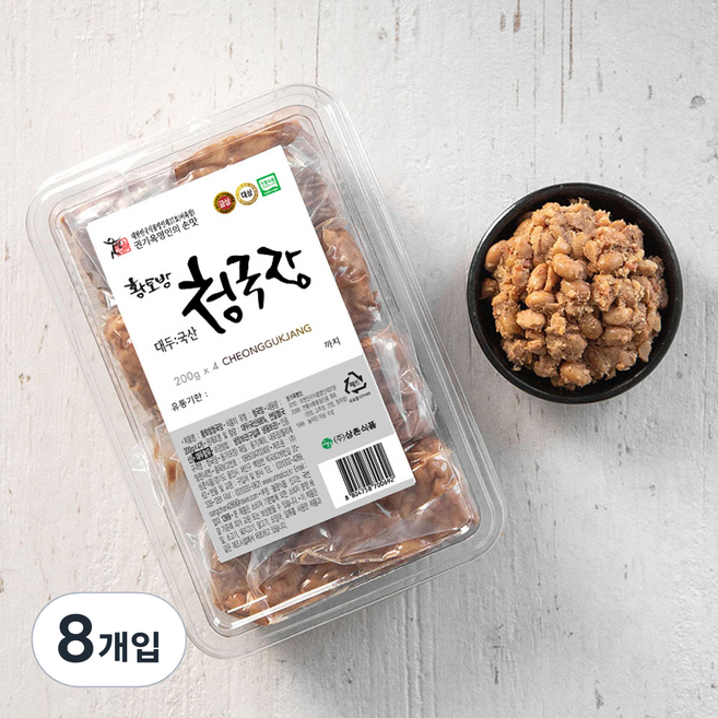 권기옥 명인 웃말 황토방 청국장, 200g, 8개입