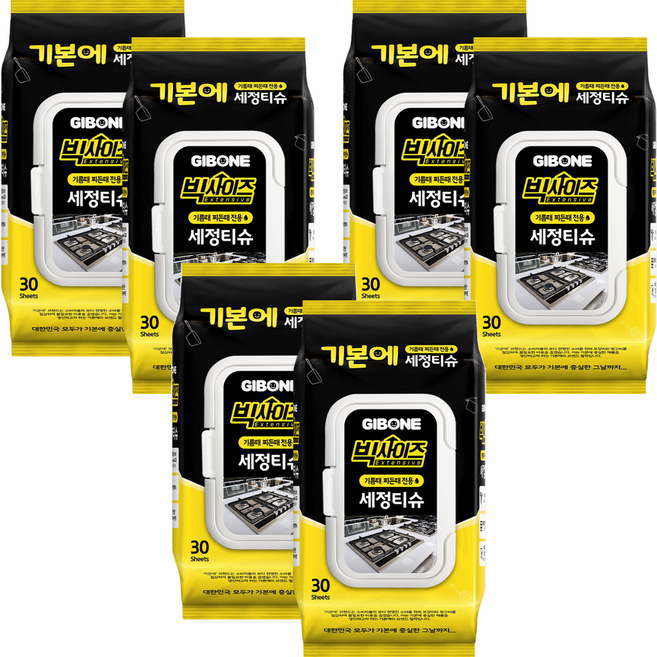 기본에 빅사이즈 기름때 찌든때 전용 세정티슈 30p, 6개