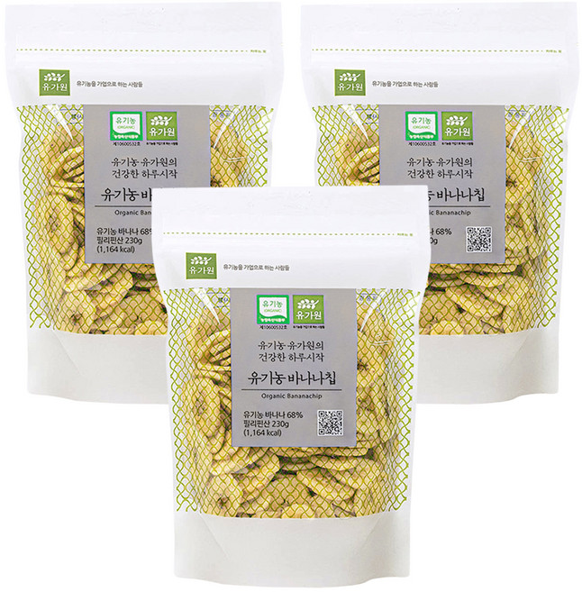 유가원 유기농 바나나칩, 230g, 3개