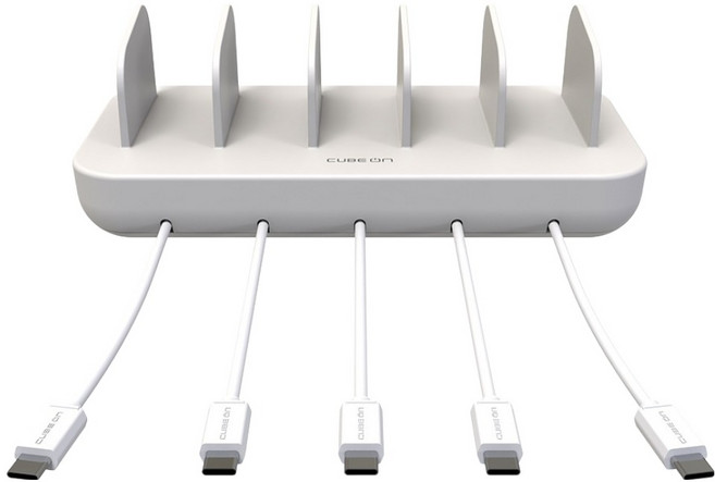 큐브온 올 퀵차지 5포트 고속 멀티충전기 JI-525 + C타입 5p, 크림, 1세트