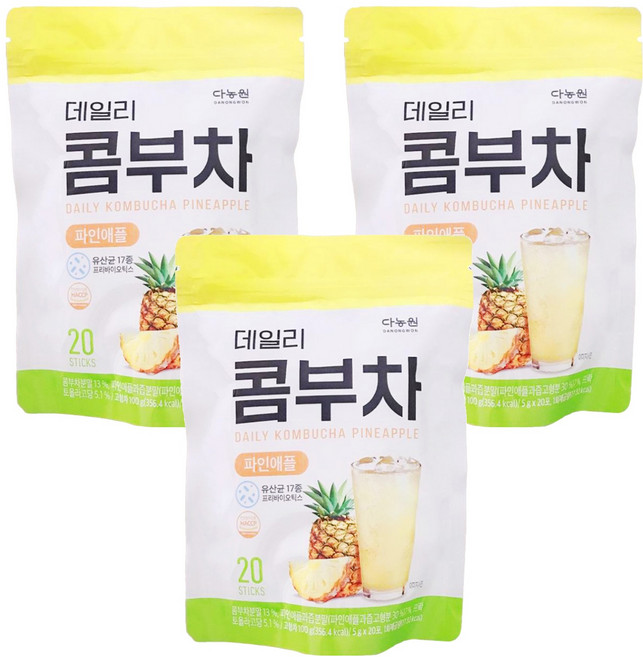 Danongwon 乳酸菌康普茶 鳳梨, 5g, 20個, 3包