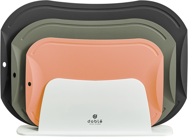 도블레 칼집 안나는 도마 세트, 1세트, 도마 소 살구 + 중 카키 + 대 차콜 + 거치대