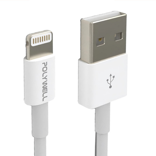 POLYWELL 寶利威爾 Type-A Lightning 3A充電線 蘋果iPhone適用, 0.5m, 白色, 1條