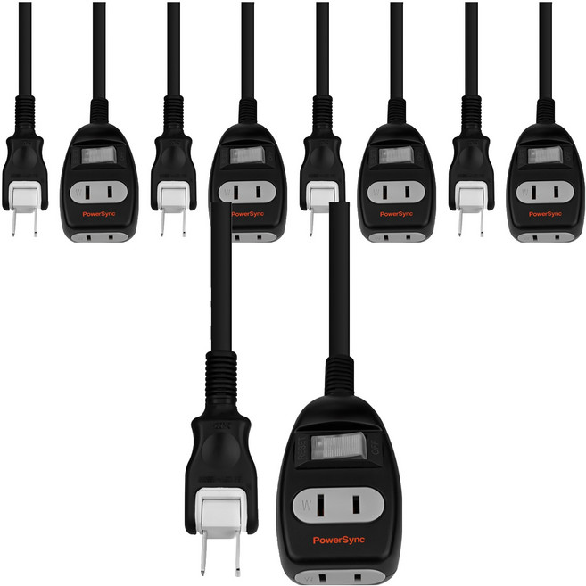 PowerSync 群加 1開2插延長線 2孔 T212W020, 黑色, 5條, 2m