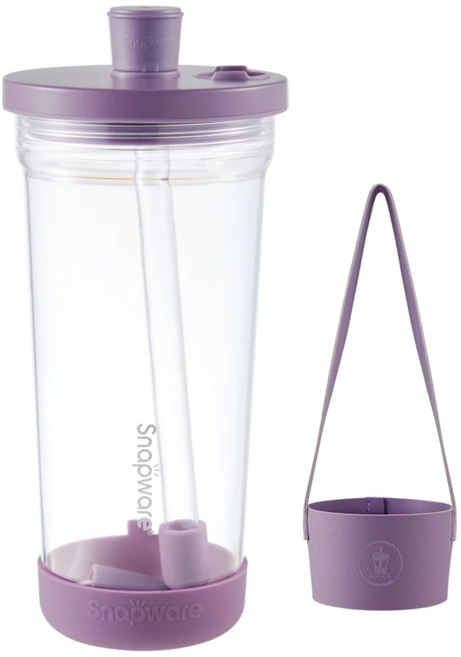 Corelle Brands 康寧餐具 Snapware Tritan 跳跳吸管杯 含杯套, 貝殼紫, 840ml, 1個