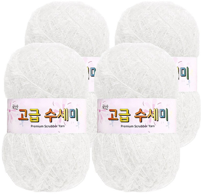 yarna 고급 수세미 뜨개실, 101 흰색, 4개