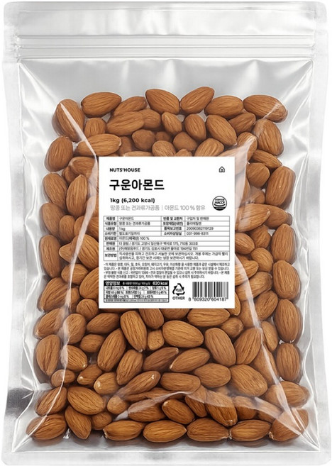 해맑음푸드 넛츠하우스 구운아몬드, 1kg, 1개