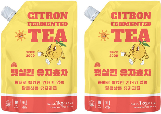 햇살긴 유자효차, 1kg, 2개, 1개입