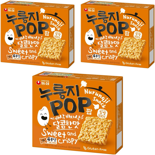 농심 누룽지팝, 142g, 3개