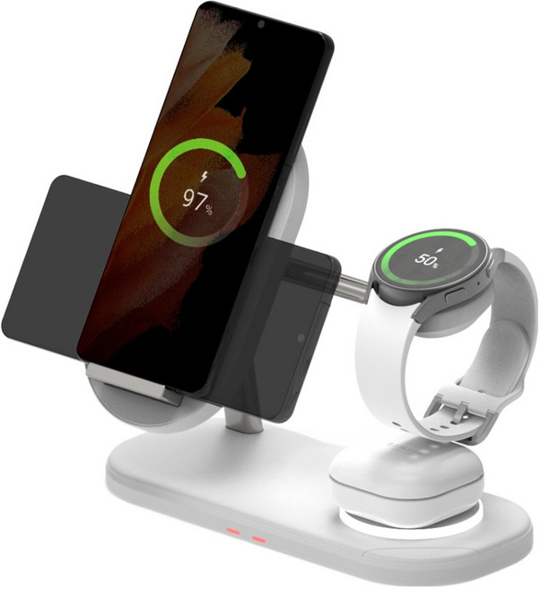 바우아토 맥브리즈 3in1 듀얼 코일 고속 무선충전기 거치대 갤럭시 호환 퓨어화이트 1개