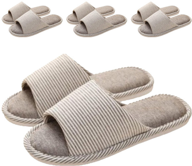 아리코 스트라이프 거실화, 브라운, 4개