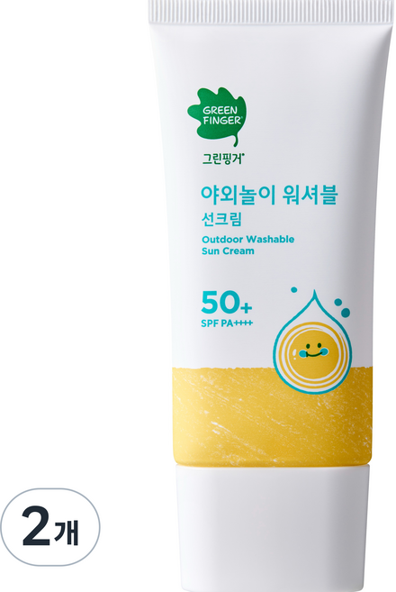 그린핑거 야외놀이 워셔블 선크림 SPF50+ PA++++, 2개, 80ml