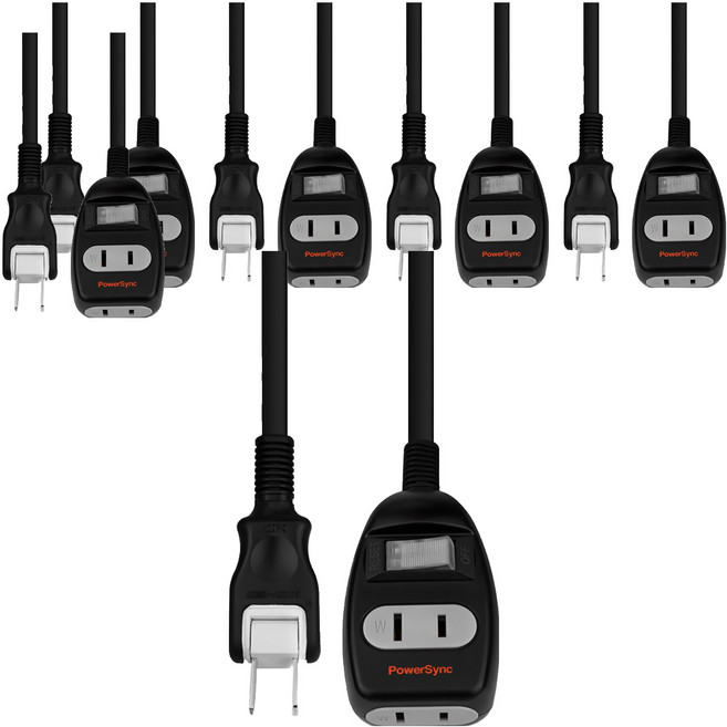 PowerSync 群加 1開2插延長線 2孔 T212W020, 黑色, 6條, 2m