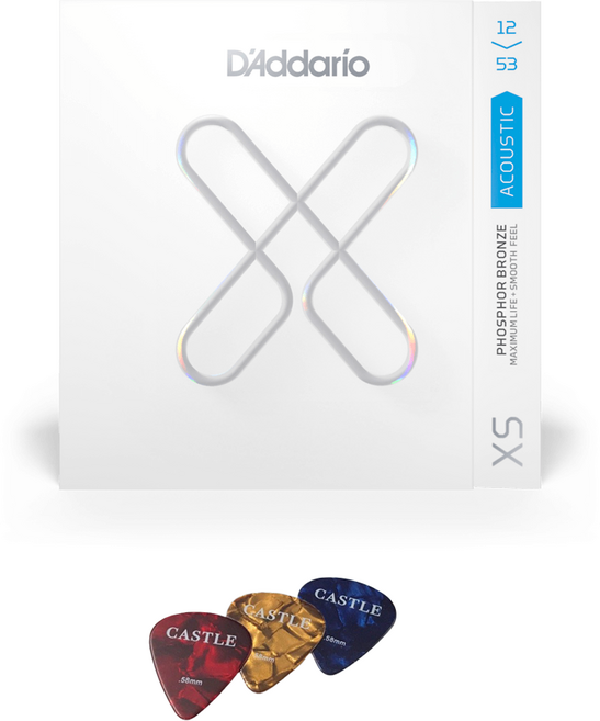 다다리오 XS 어쿠스틱 스트링 포스포브론즈 + 캐슬피크 3p, XSAPB1253, 1개