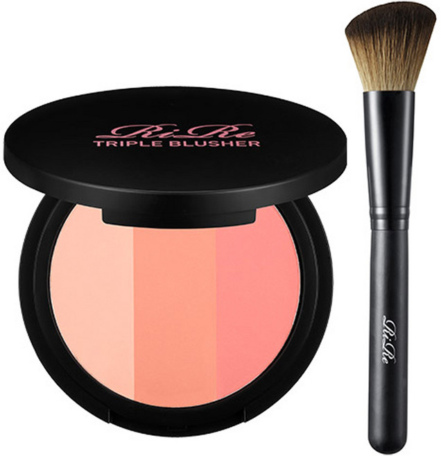 리르 트리플 블러셔 + 페이스 브러쉬 세트 8.9g, 라이트피치, 리얼피치, 핑크피치(블러셔), 1개