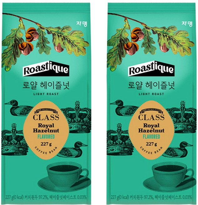 쟈뎅 클래스 로얄 헤이즐넛 원두, 홀빈(분쇄안함), 227g, 2개