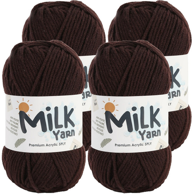 니뜨 밀크얀 뜨개실 50g, 16 다크브라운, 4개