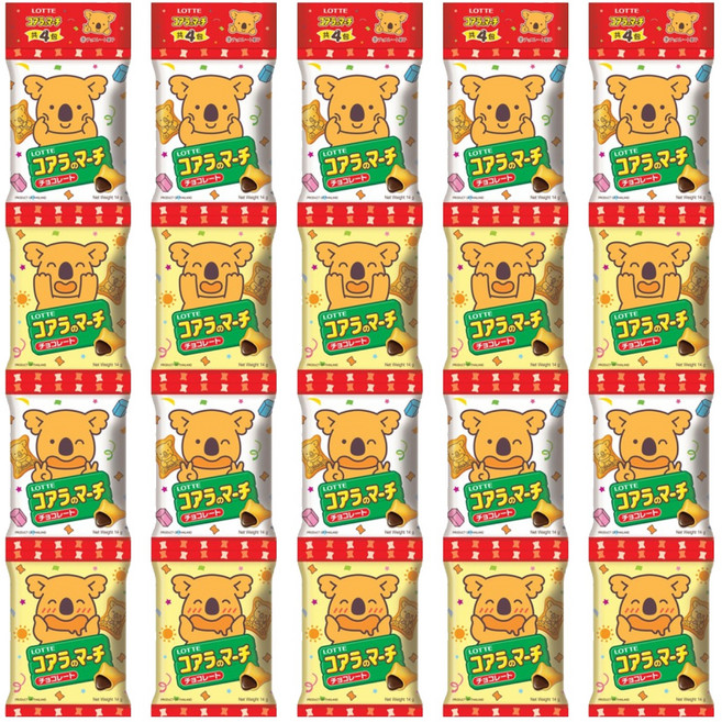 LOTTE 樂天 小熊餅 4連串小熊餅 巧克力風味, 14g, 20包