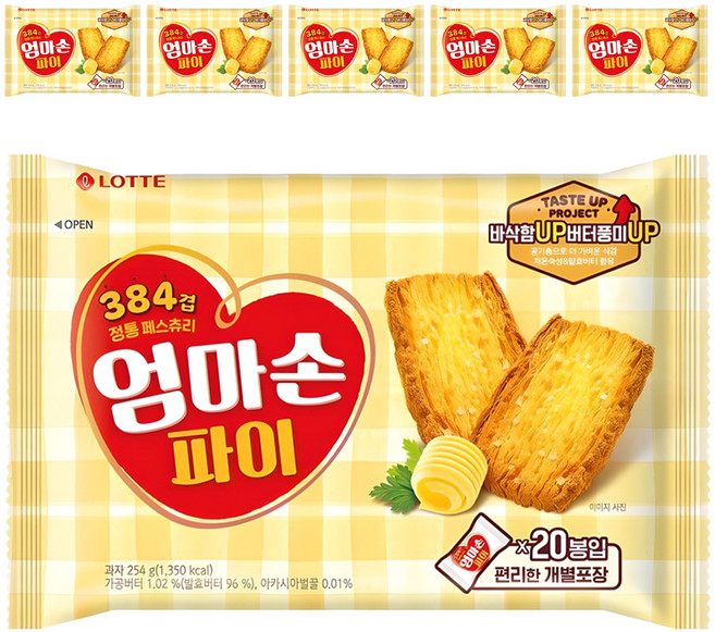 롯데웰푸드 엄마손파이, 254g, 6개