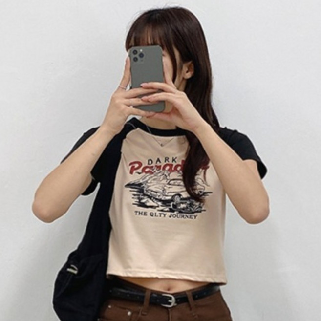 gelluna 女款印花拉克蘭短袖T恤 TH-05