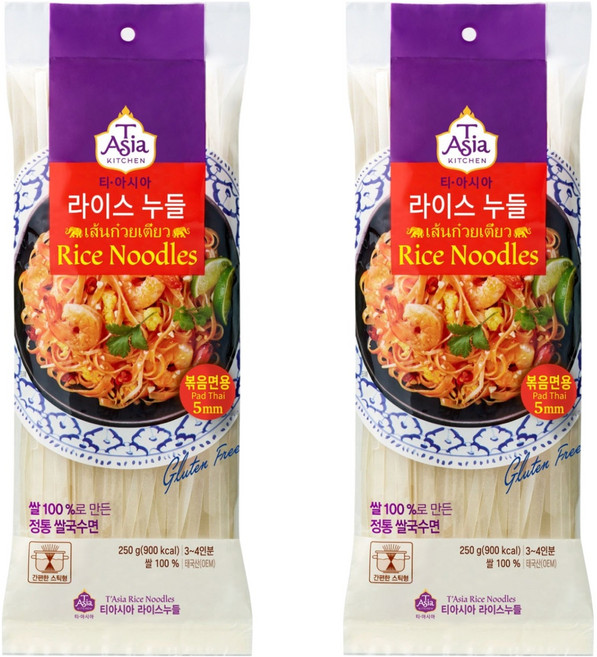 티아시아키친 라이스누들 볶음면용 5mm, 250g, 2개