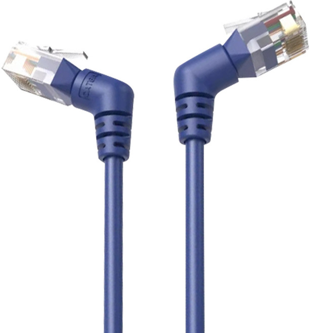 VEnTIOn 威迅 IBO系列 CAT6A 超六類雙彎頭可旋轉纖細高速網路線 1.5M 藍色, 1條