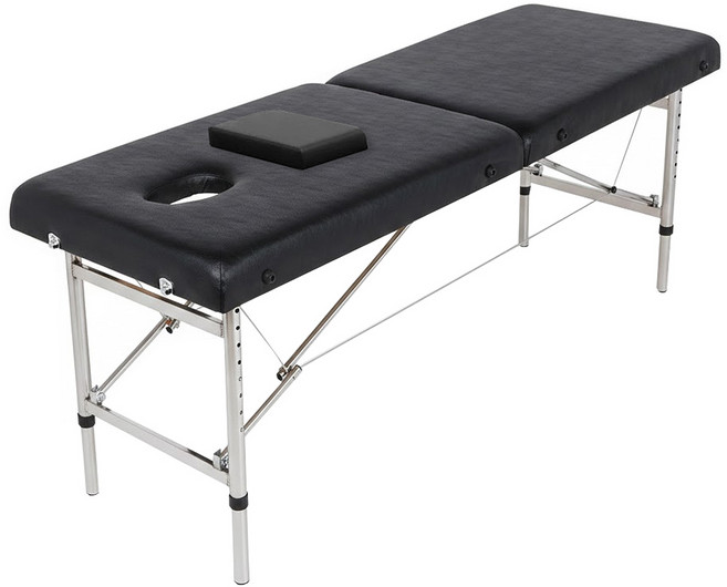 彬彬小舖 折疊升降按摩床 附頭枕 + 床罩 寬70cm, 黑色