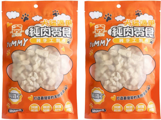 咕沛日常 寵物純肉零食 雞肉凍乾, 2個, 純雞丁, 100g