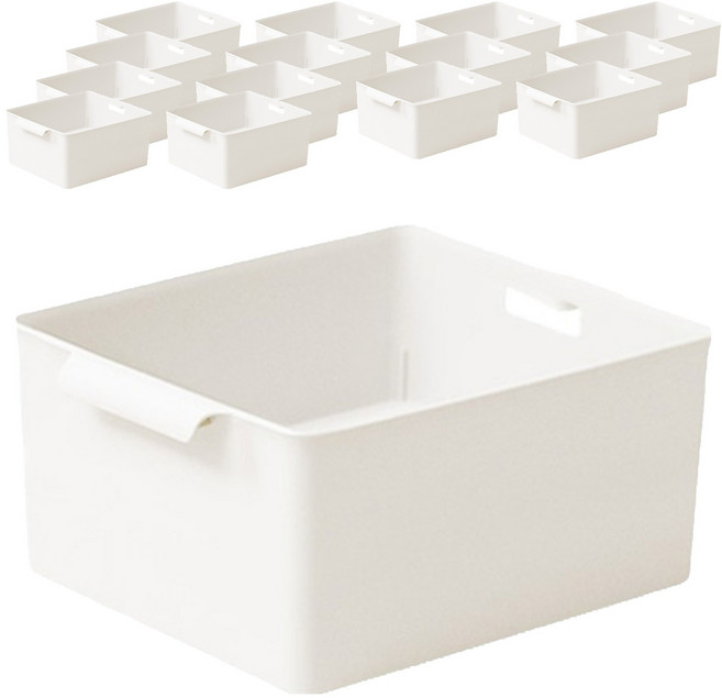 이즈리빙 팬트리 손잡이 바스켓 바구니, 아이보리, 15개