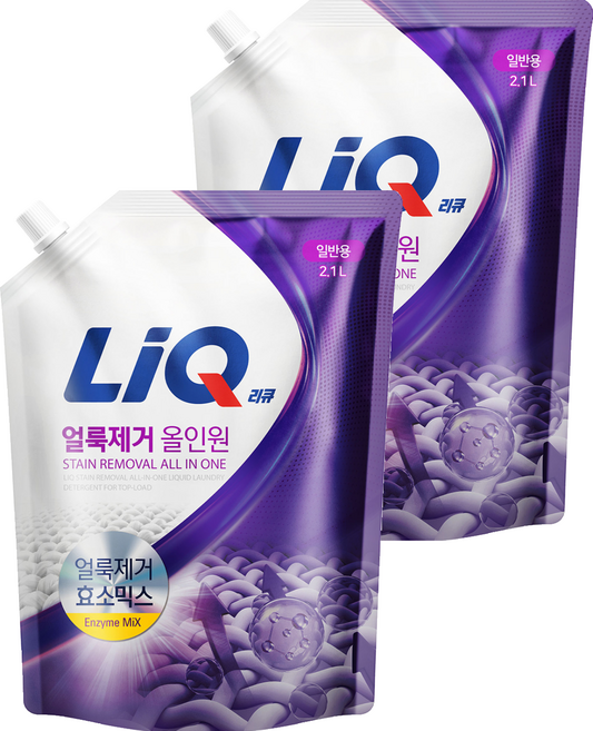 리큐 얼룩제거 올인원 일반용 액상세제 리필, 2.1L, 2개