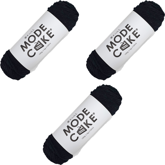 Knitt Mode Cake 線 100g, 黑色, 3個