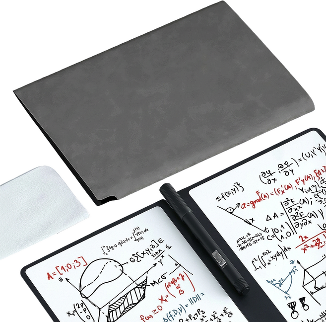 쿠말 휴대용 양면 화이트보드 노트 펜 세트 매트그레이, PU