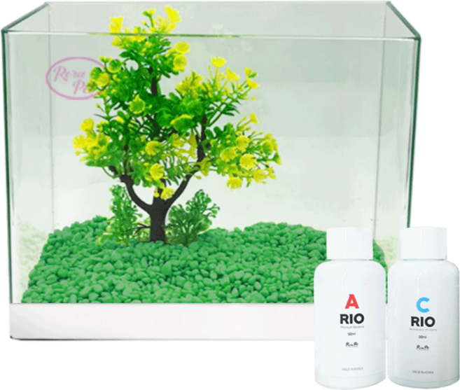 로라펫 자연 가습기 어항 + 인조수초 + 컬러스톤 세트, 에버그린(컬러스톤), 랜덤발송(인조수초), 1개