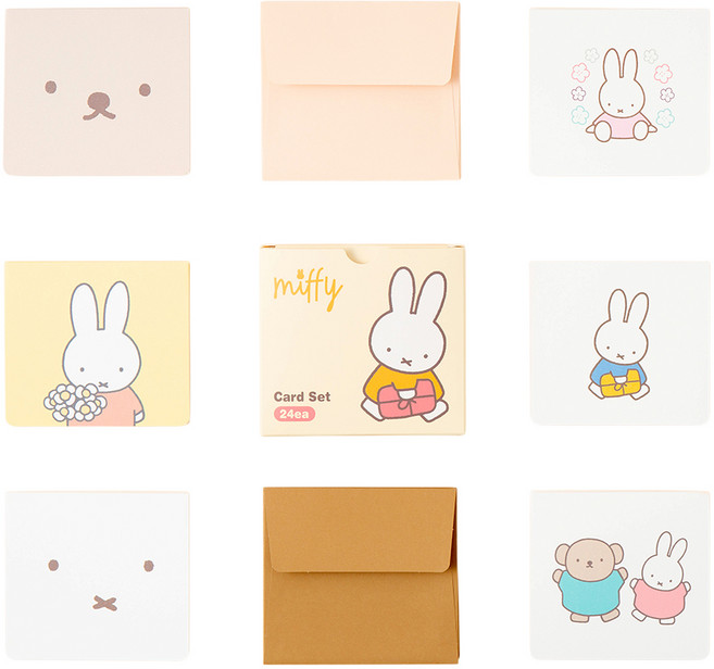 스튜디오에잇 미피 카드 6종 x 4p + 봉투 2종 x 12p 세트, 혼합색상, 1세트