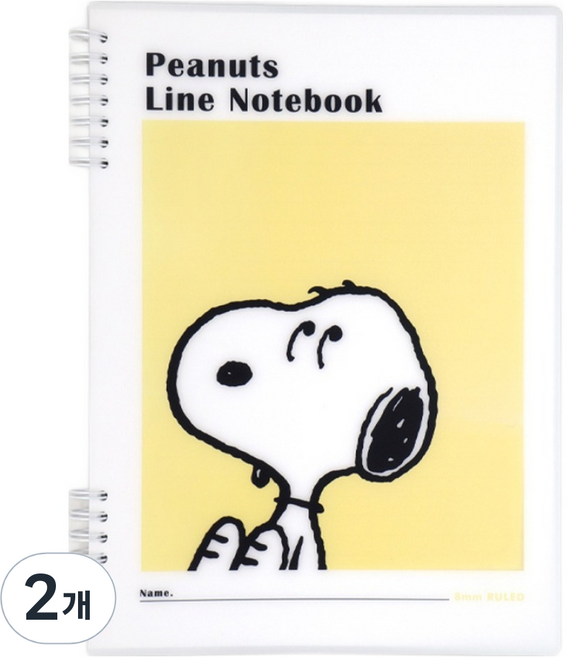 스누피 뒷면 쓰기 편한 PP노트, 2개, 옐로우