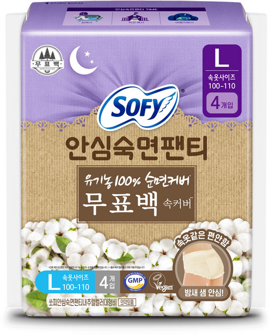 쏘피 안심숙면팬티 입는 오버나이트, 대형, 4개입, 1개