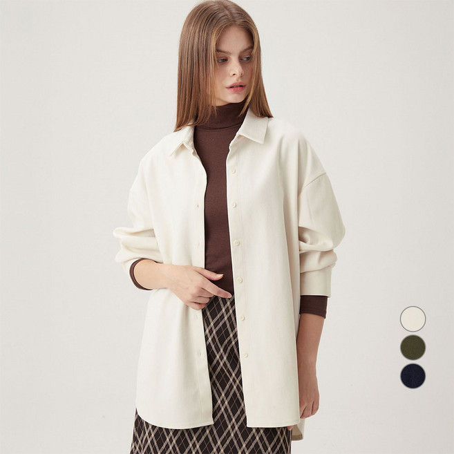 ELLE PARIS 여성용 오버핏 플란넬 웜업 셔츠