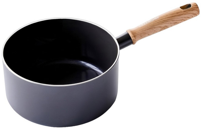 green chef 鑽石陶瓷塗層不沾牛奶鍋 東京木紋 18cm 鋯石黑 IH爐適用 不挑爐具 天然無毒 不含蓋 1個