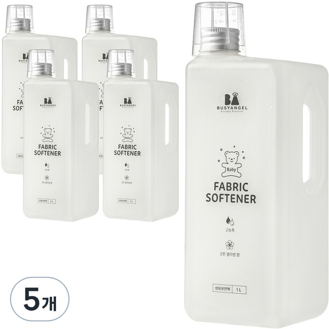 비지엔젤 초고농축 유아섬유유연제 코튼블라썸, 1L, 5개