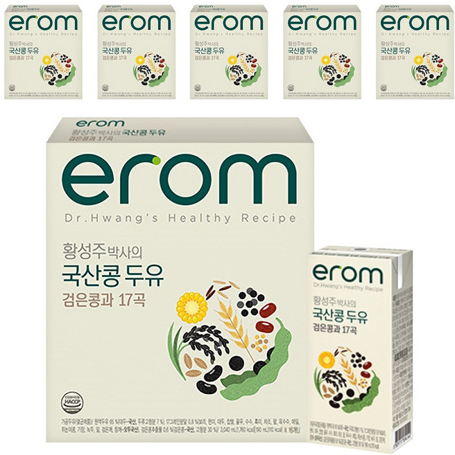 이롬 황성주 국산콩 두유 검은콩과 17곡, 190ml, 96개