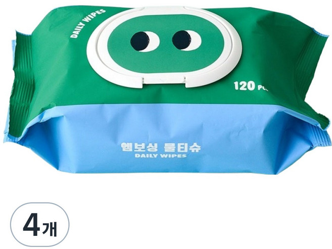 모던하우스 아이팝 엠보싱 물티슈 캡형, 4개, 120매, 50g