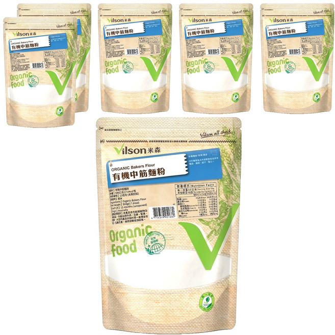 Vilson 米森 有機中筋麵粉, 500g, 6包