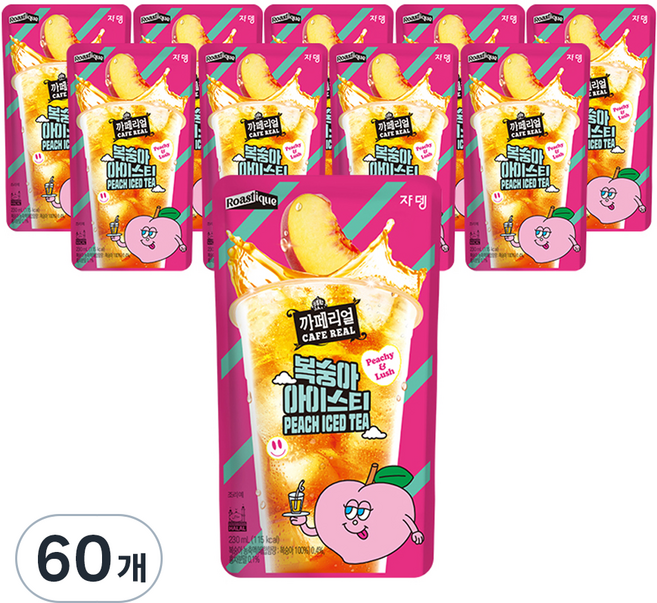 까페리얼 복숭아 아이스티, 230ml, 60개