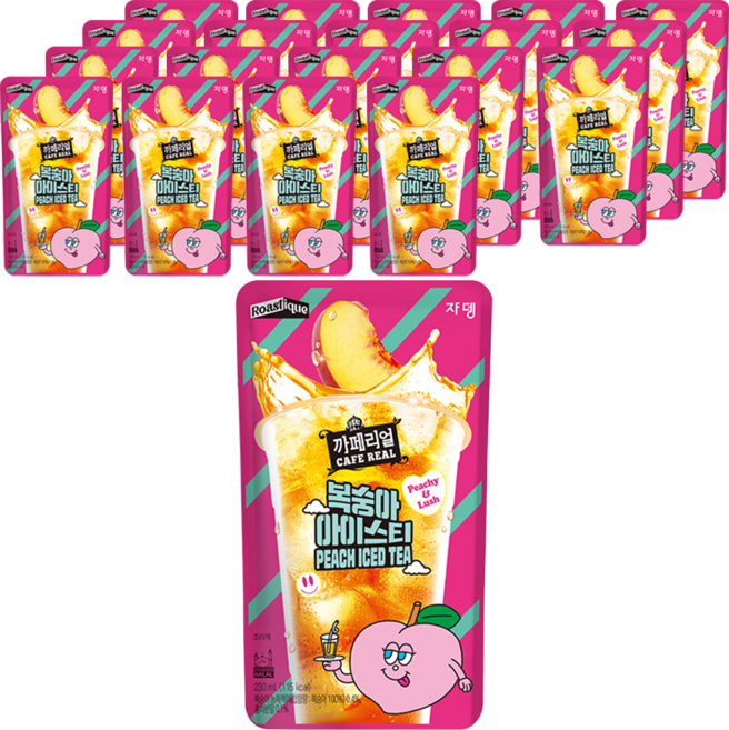 까페리얼 복숭아 아이스티, 230ml, 20개